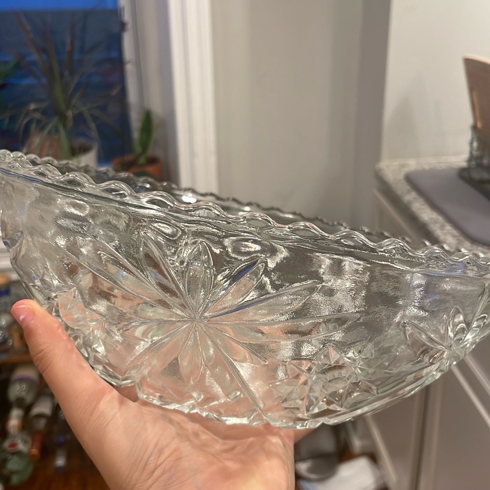 Large glass decorative or salad bowl